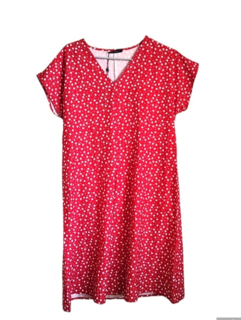JustFashionNow Red Heart Print Midi Dress Womens Small